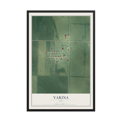 Map of Varina, Iowa, 12 x 18 inch print in a black wood frame