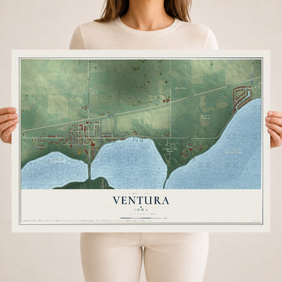 Map of Ventura, Iowa, 18 x 24 inch unframed archival matte print