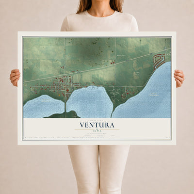 Map of Ventura, Iowa, 24 x 36 inch unframed archival matte print