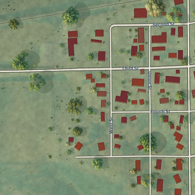 Second close-up of the map of Victor, Iowa print showing more streets and buildings