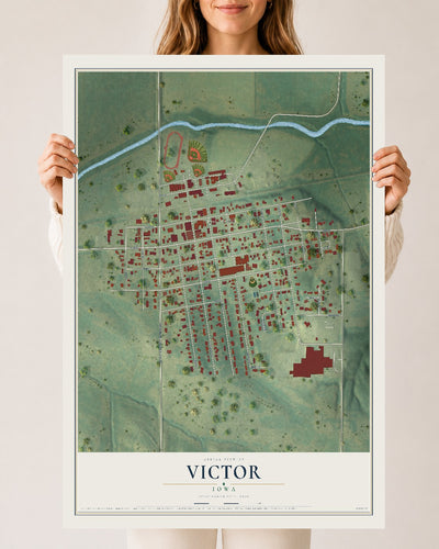 Map of Victor, Iowa, 24 x 36 inch unframed archival matte print