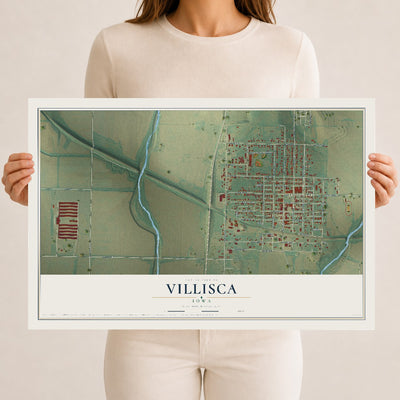 Map of Villisca, Iowa, 12 x 18 inch unframed archival matte print
