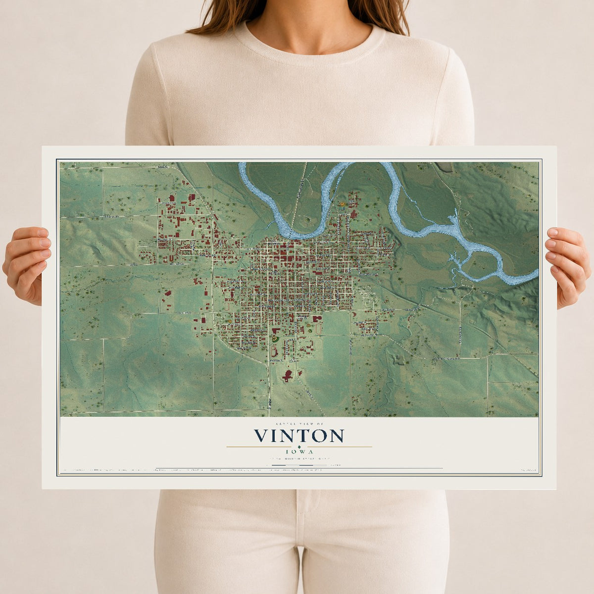 Map of Vinton, Iowa, 12 x 18 inch unframed archival matte print