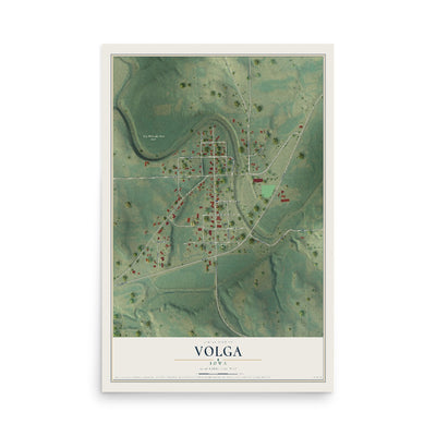 Map of Volga, Iowa, 12 x 18 inch unframed archival matte print