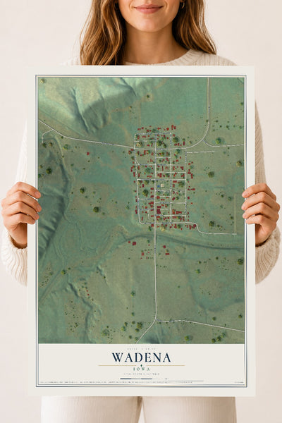 Map of Wadena, Iowa, 18 x 24 inch unframed archival matte print
