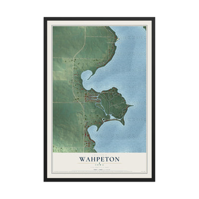 Map of Wahpeton, Iowa, 12 x 18 inch print in a black wood frame