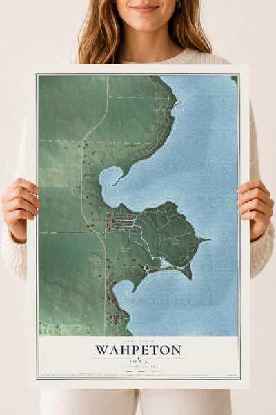 Map of Wahpeton, Iowa, 18 x 24 inch unframed archival matte print