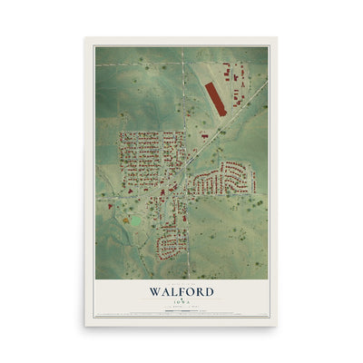 Map of Walford, Iowa, 12 x 18 inch unframed archival matte print