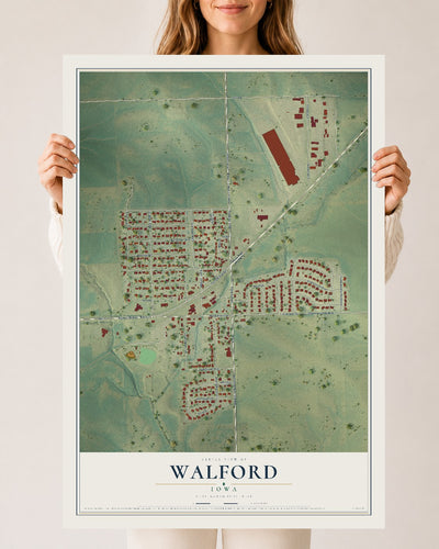Map of Walford, Iowa, 24 x 36 inch unframed archival matte print