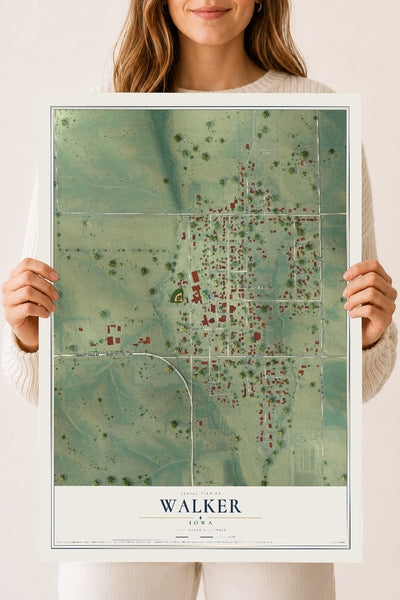 Map of Walker, Iowa, 18 x 24 inch unframed archival matte print