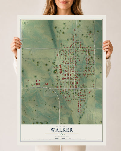 Map of Walker, Iowa, 24 x 36 inch unframed archival matte print