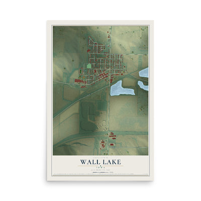 Map of Wall Lake, Iowa, 12 x 18 inch unframed archival matte print