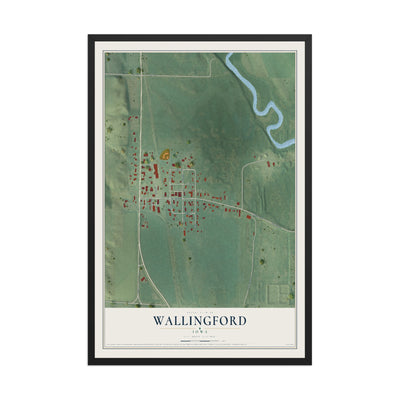 Map of Wallingford, Iowa, 12 x 18 inch print in a black wood frame