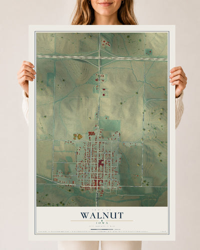 Map of Walnut, Iowa, 24 x 36 inch unframed archival matte print