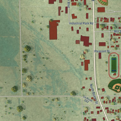Second close-up of the map of Wapello, Iowa print showing more streets and buildings