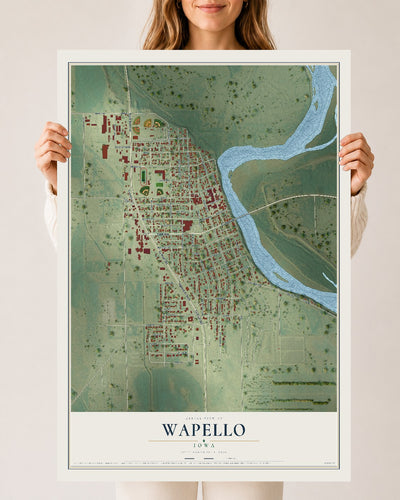Map of Wapello, Iowa, 24 x 36 inch unframed archival matte print