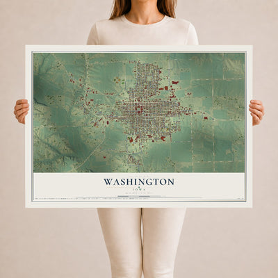 Map of Washington, Iowa, 24 x 36 inch unframed archival matte print