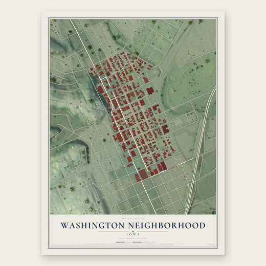 Washington Neighborhood, Iowa map print, the full design