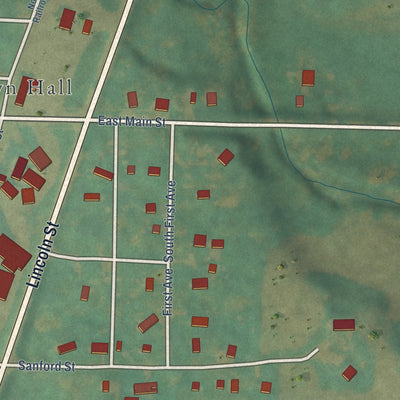 Second close-up of the map of Washta, Iowa print showing more streets and buildings