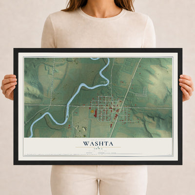 Map of Washta, Iowa, 12 x 18 inch print in a black wood frame