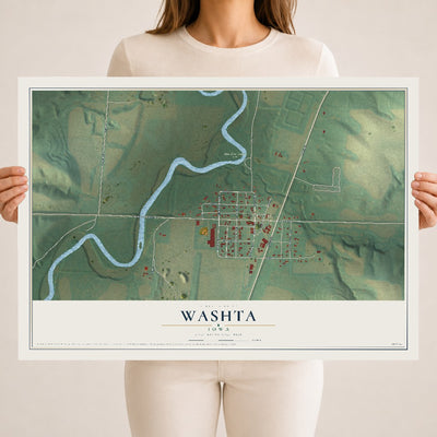 Map of Washta, Iowa, 18 x 24 inch unframed archival matte print