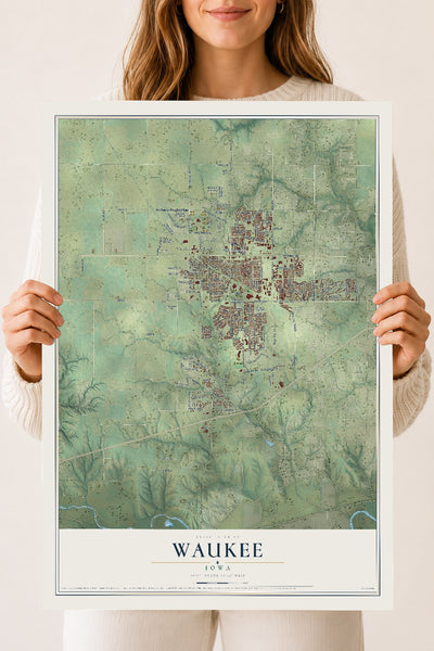 Map of Waukee, Iowa, 18 x 24 inch unframed archival matte print