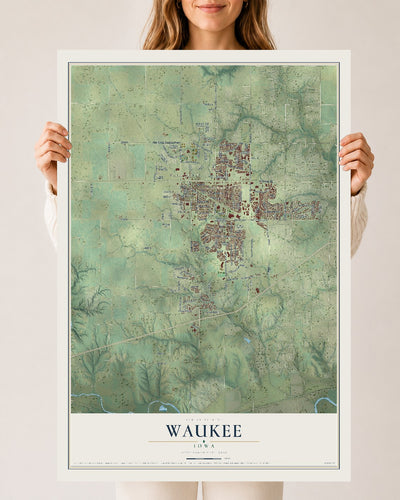 Map of Waukee, Iowa, 24 x 36 inch unframed archival matte print