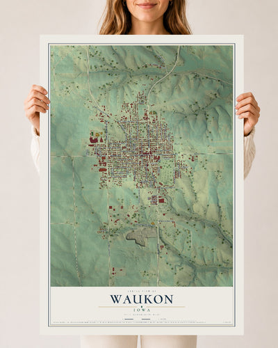 Map of Waukon, Iowa, 24 x 36 inch unframed archival matte print