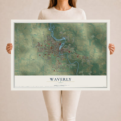 Map of Waverly, Iowa, 24 x 36 inch unframed archival matte print