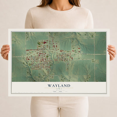 Map of Wayland, Iowa, 12 x 18 inch unframed archival matte print