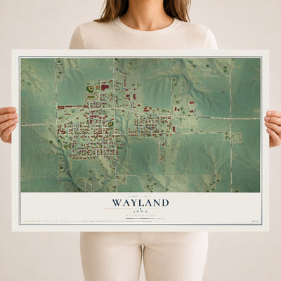 Map of Wayland, Iowa, 18 x 24 inch unframed archival matte print