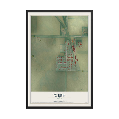 Map of Webb, Iowa, 12 x 18 inch print in a black wood frame