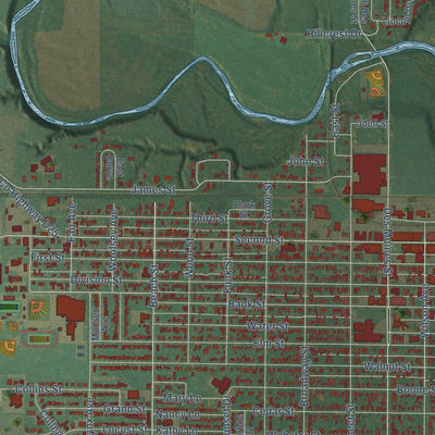 Close-up of the map of Webster City, Iowa print showing street and building detail
