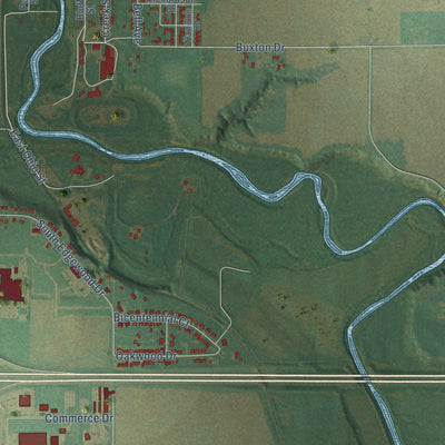 Second close-up of the map of Webster City, Iowa print showing more streets and buildings