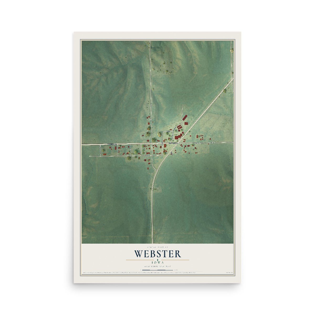 Map of Webster, Iowa, 12 x 18 inch unframed archival matte print