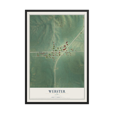 Map of Webster, Iowa, 12 x 18 inch print in a black wood frame