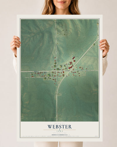 Map of Webster, Iowa, 24 x 36 inch unframed archival matte print