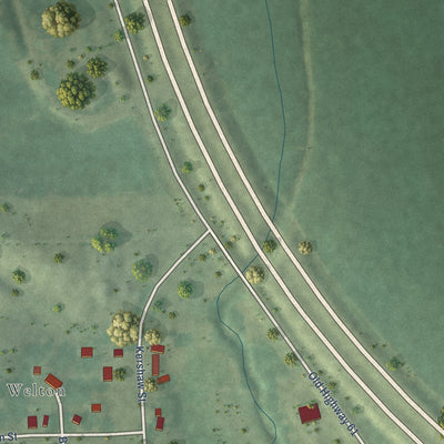 Second close-up of the map of Welton, Iowa print showing more streets and buildings