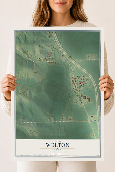 Map of Welton, Iowa, 18 x 24 inch unframed archival matte print