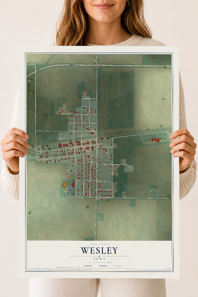 Map of Wesley, Iowa, 18 x 24 inch unframed archival matte print