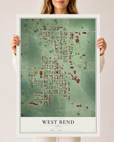 Map of West Bend, Iowa, 24 x 36 inch unframed archival matte print