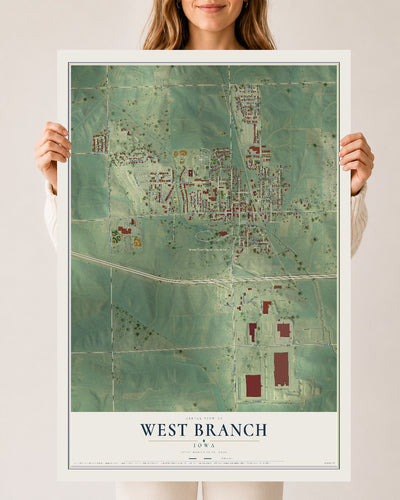 Map of West Branch, Iowa, 24 x 36 inch unframed archival matte print