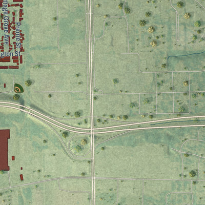 Second close-up of the map of West Burlington, Iowa print showing more streets and buildings