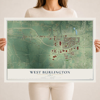 Map of West Burlington, Iowa, 18 x 24 inch unframed archival matte print