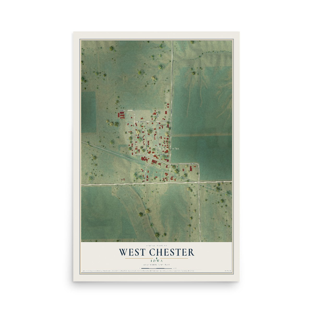 Map of West Chester, Iowa, 12 x 18 inch unframed archival matte print