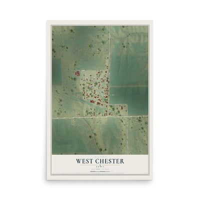 Map of West Chester, Iowa, 12 x 18 inch unframed archival matte print