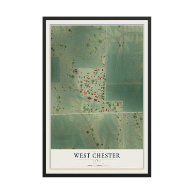 Map of West Chester, Iowa, 12 x 18 inch print in a black wood frame