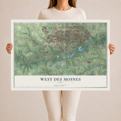 Map of West Des Moines, Iowa, 24 x 36 inch unframed archival matte print