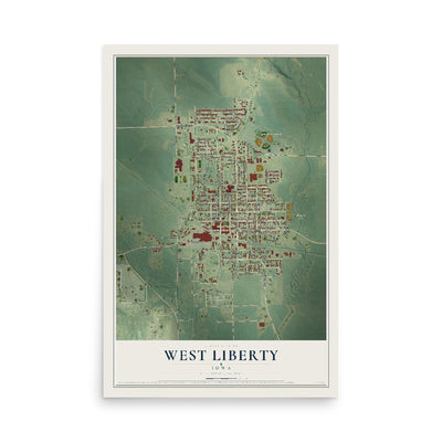 Map of West Liberty, Iowa, 12 x 18 inch unframed archival matte print