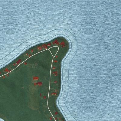 Second close-up of the map of West Okoboji, Iowa print showing more streets and buildings
